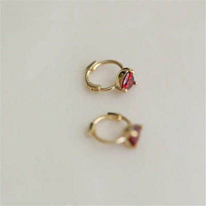 925 Sterling Silver Plated 14K Gold French Zircon Heart Earrings for Women Sweet Temperament Party Jewelry Accessories - Touchy Style