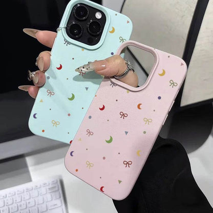 Cute Phone Cases For iPhone 11, 12, 13, 14, 15, 16 Pro Max - Colorful Moon Bow Lichee Pattern - Silicone Cover - Touchy Style