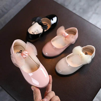 Kids Leather Girls Shoes Shining Shell Princess Shoes for Baby Party Wedding Children Lace Bow Spring Summer Dress Shoes F03111 - Touchy Style