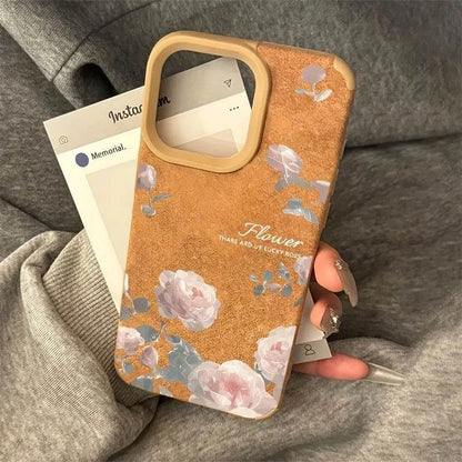Cute Phone Cases For iPhone 11 12 13 Pro Max 14 15 16 Plus XS X XR 16 - Tulip Flower Pattern - Leather Bumper Cover - Touchy Style