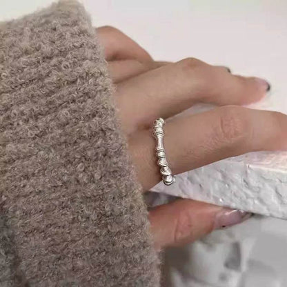 PANJBJ 925 Sterling Silver Geometry Wide Rings For Women Girl Texture Versatile Hip Hop Design Jewelry Gift Dropshipping - Touchy Style