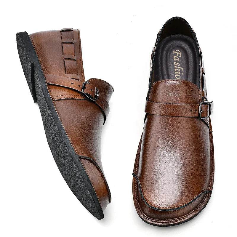 British Style Men Loafers Male Comfortable Dress Genuine Leather Men Casual Flats Non-Slip Mens Moccasins Classic Slip on Shoes - Touchy Style