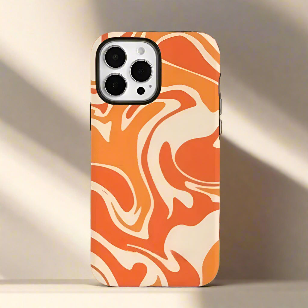 Cute Phone Cases For iPhone 16ProMax, 15, 14, 13, 12, 11 PRO, 11 Plus - Orange Line Art - Acrylic TPU Cover - IC0321 - Touchy Style