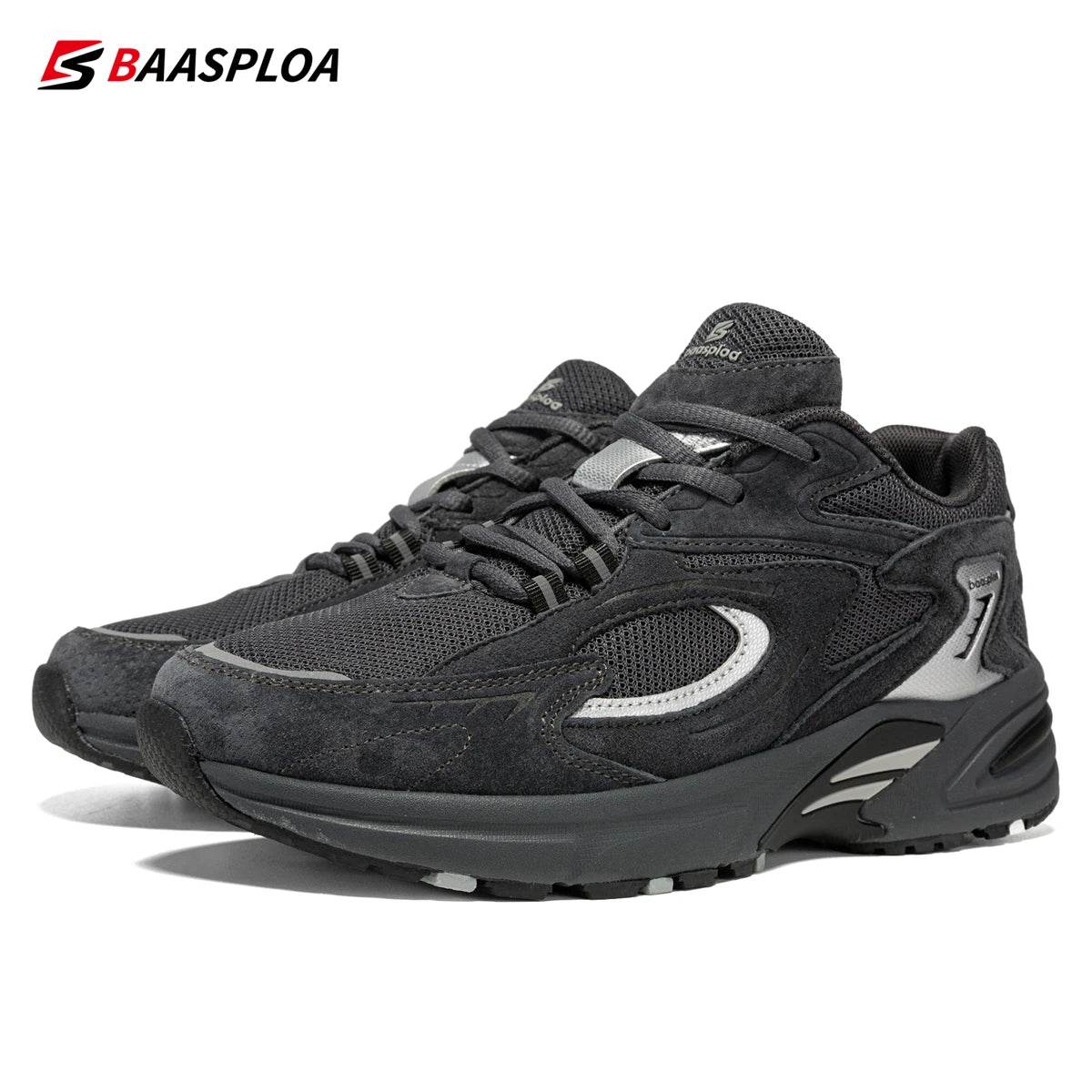 Baasploa Men Casual Sneakers Mesh Breathable Sport Shoes Male New Fashion Lace-Up Walking Shoes for Men Increase Antiskid - Touchy Style