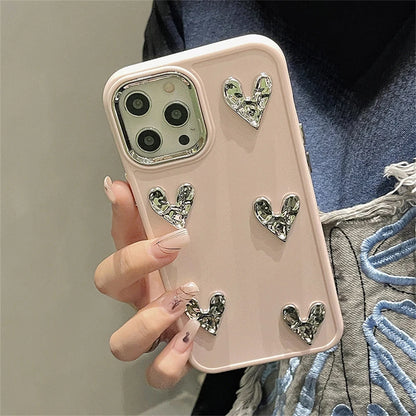 حافظات هاتف لطيفة لهاتف iPhone 14 Pro Max و13 و12 و11 وX وXS وXR و7 و8 Plus - غطاء ثلاثي الأبعاد بلون الحلوى على شكل قلب - TSP360