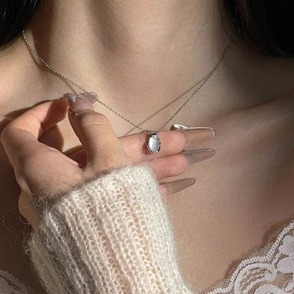 925 Sterling Silver Necklace Charm Jewelry - Geometry Jade - Round Simple Pattern - N2390 - Touchy Style