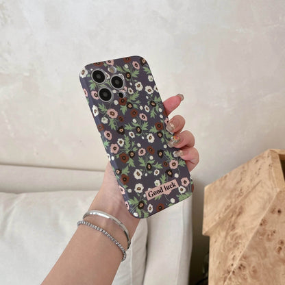 Cute Phone Cases For iPhone 16, 15, 14, 13, 12 Pro Max - Fairy Luck White Black Flowers Art Cover - IC0111 - Touchy Style
