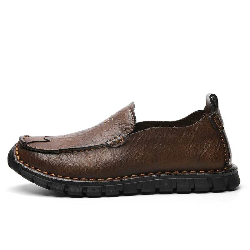 Genuine Leather Men Loafers Slip on Business Casual Leather Shoes Classic Soft Moccasins Breathable Men Flats Soft Driving Shoes - Touchy Style