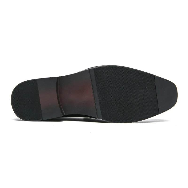 Fashion Penny Loafers Leather Men Shoes Simple Pointed Toe Slip On Dress Business Suit Casual Party Wedding Shoes For Man - Touchy Style