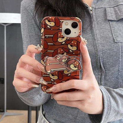 Cute Phone Cases For iPhone 16, 15, 14, 13 Pro Max - Dog Pattern with Rotatable Foldable Stand Back Cover - PC5120 - Touchy Style