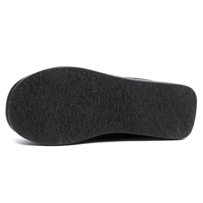 Spring Ethnic Style Women Genuine Leather Shoes Slip-On Wedges Heels Shoes Thick Sole Casual Ladies Platform Shoes - Touchy Style