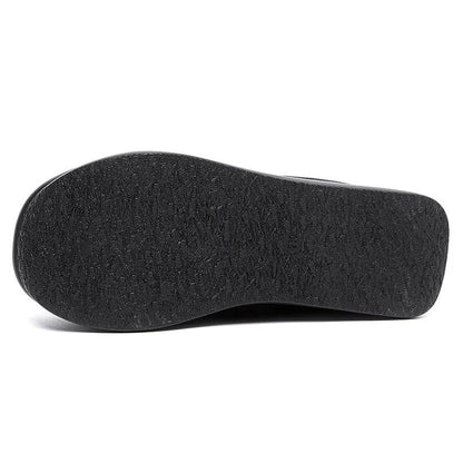 Spring Ethnic Style Women Genuine Leather Shoes Slip-On Wedges Heels Shoes Thick Sole Casual Ladies Platform Shoes - Touchy Style