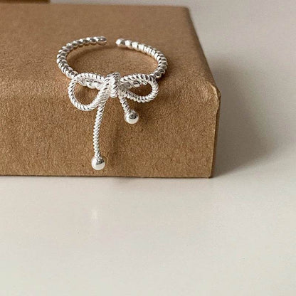 925 Sterling Silver Finger Ring Charm Jewelry - Bowknot Hollow Out Lines - R0030 - Touchy Style
