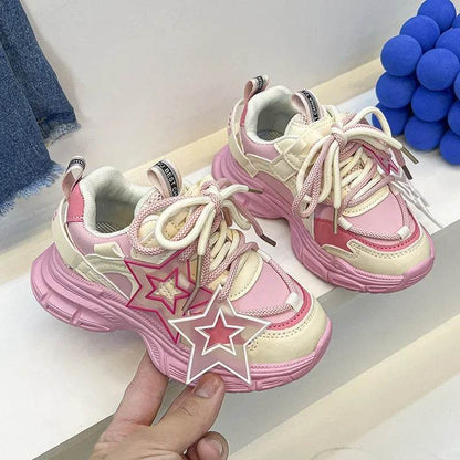 Star Shape Decos Stylish Children Casual Sneaker Comfortable Non-slip Jogging Shoes Child Chunky Sneakers for Girls Kids H02019 - Touchy Style