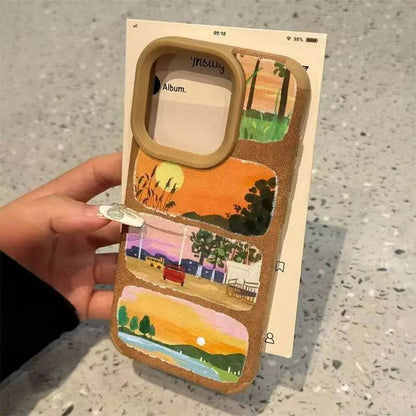 Cute Phone Cases For iPhone 11, 12, 13, 14, 15, 16 Pro Max, 11 Plus, XS, X, XR - Drive Travel Landscape Pattern - Leather Bumper Cover - Touchy Style