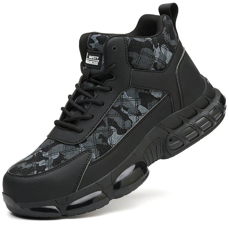 Camouflage Men Safety Shoes Quality Work Sneakers Air Cushion Men Protective Shoes Anti-smash Anti Puncture Work Boots Non-slip - Touchy Style