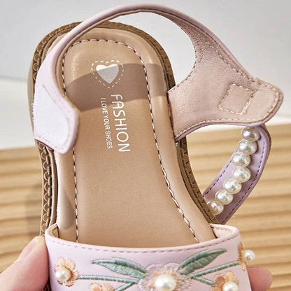 Girls Embroidery Princess Sandals 2024 Summer New Casual Versatile Retro Flowers Soft Chinese Traditions Hanfu Sandals H05063 - Touchy Style