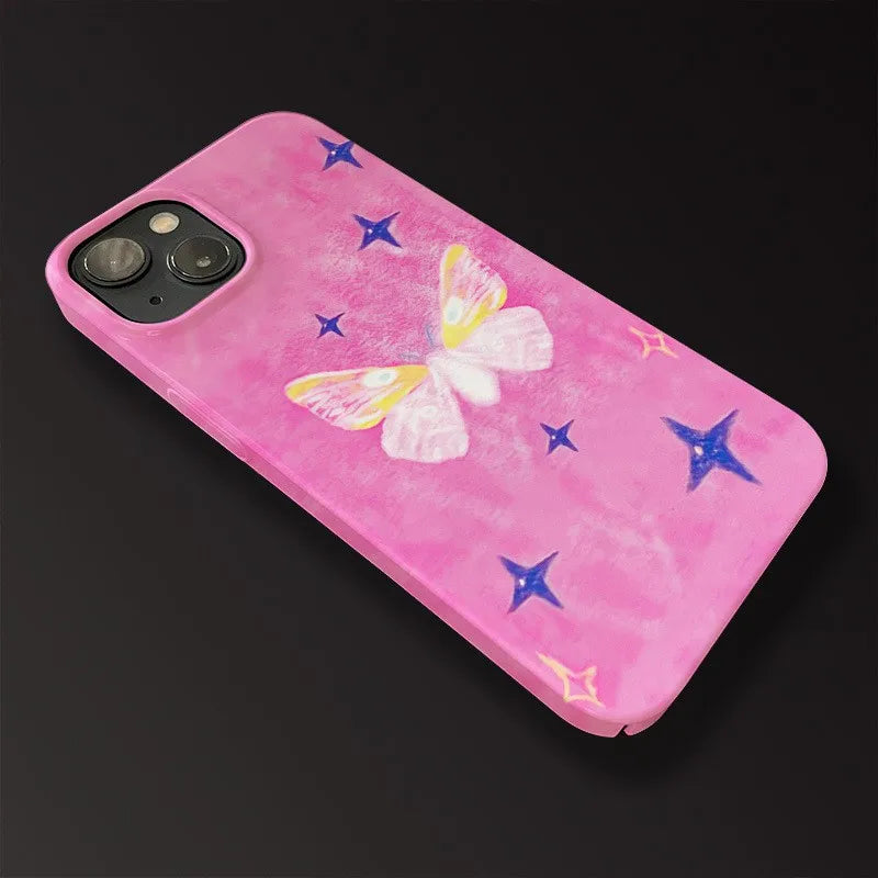 حافظات هواتف لطيفة لأجهزة iPhone 15PRO MAX، 14، 13 PRO، 13 PRO MAX، 15، 15PLUS، 15PRO، 11Pro - نمط فراشة ملونة - غطاء أكريليك صلب - IC0210