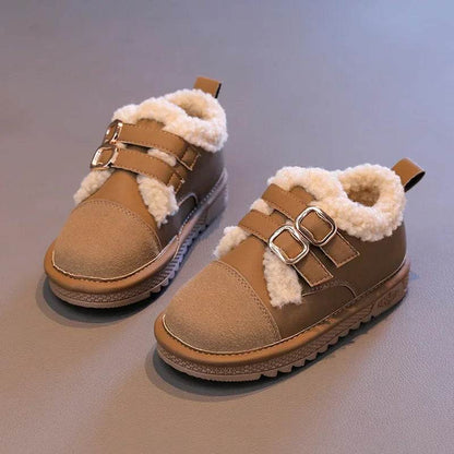 Patent Leather Children Fur Shoes 2024 Winter Platform Warm Furry Plush Leisure School Shoes Kid New Overwinters Footwear H06193 - Touchy Style