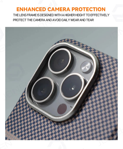 Cute Phone Cases For iPhone 16 Plus, 15, 14, and 13 Pro Max - With Metal Holder - Carbon Fiber Pattern - TSP420