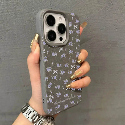 Cute Phone Cases For iPhone 16, 15, 14 Pro Max, 13, 12, 11 - Flower Lichee and Bowknots Pattern - Silicone Back Cover - Touchy Style