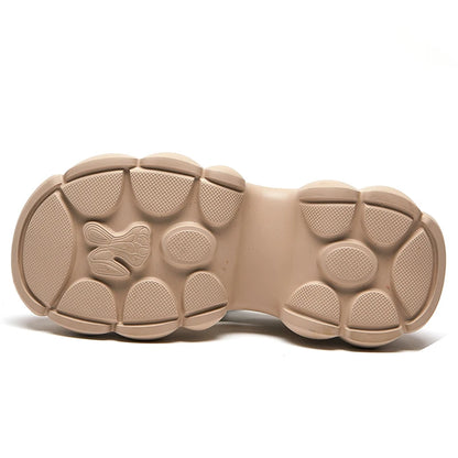 Genuine Leather Sandals Floral Women Slippers Summer Shoes Platform Outside Slides Thick Soles Leisure Ladies Slippers