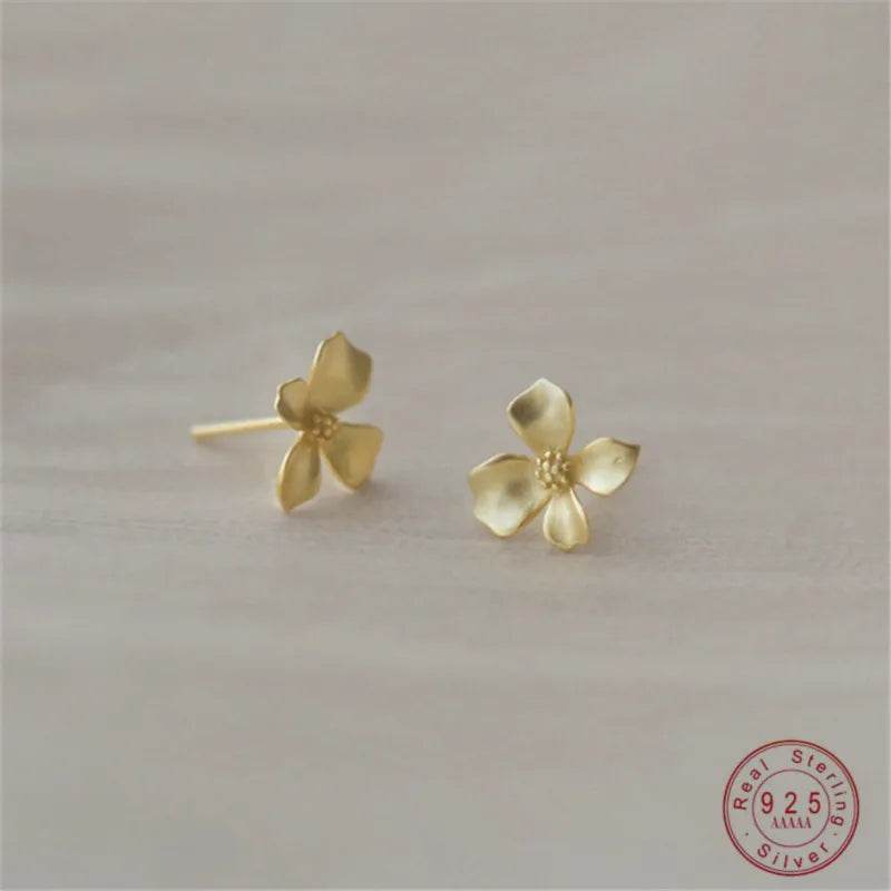 925 Sterling Silver Korean Temperament Gardenia Stud Earrings for Women Sweet Wedding Jewelry Accessories - Touchy Style