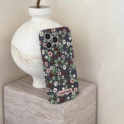 Cute Phone Cases For iPhone 16, 15, 14, 13, 12 Pro Max - Fairy Luck White Black Flowers Art Cover - IC0111 - Touchy Style