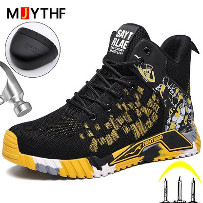Fashion 2024 Men Work Safety Boots Anti-smash Anti-puncture Work Sneakers High Top Safety Shoes Men Indestructible Work Boots - Touchy Style