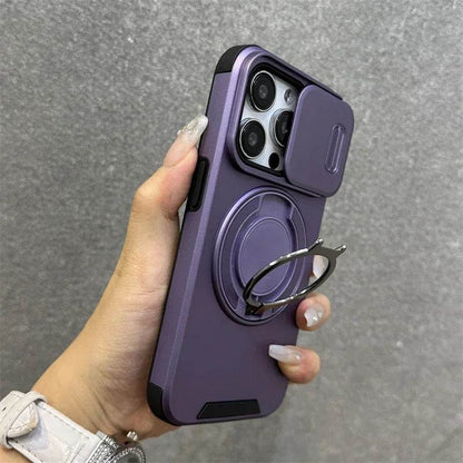 Slide Camera Protection for Magnetic Bracket Armor Case for iPhone 16 11 12 13 14 15 Pro Max 16 Plus Magsafe Durable Hard Cover - Touchy Style