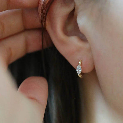 925 Sterling Silver Plated 14K Gold Geometric Zircon Earrings for Women Simple Elegant Exquisite Ear Accessories - Touchy Style