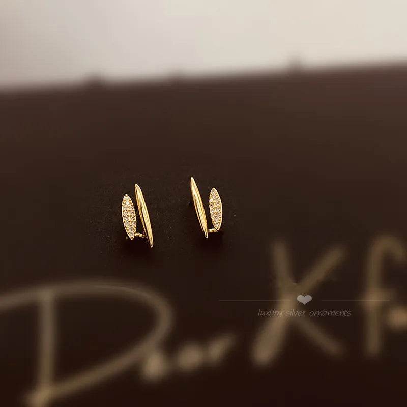 925 Sterling Silver Temperament Inlaid Zircon Double Layer Earrings for Women Gold Plated Statement Luxury Jewelry - Touchy Style