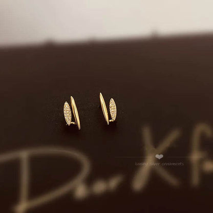 925 Sterling Silver Temperament Inlaid Zircon Double Layer Earrings for Women Gold Plated Statement Luxury Jewelry - Touchy Style