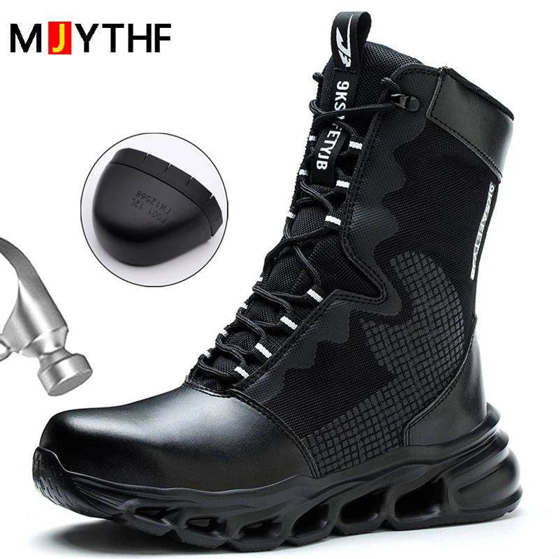 Safety Boots Men Puncture-Proof Work Boots Steel Toe Shoes Mid-Calf Boots Outdoors Combat Boots Protective Shoes Indestructible - Touchy Style