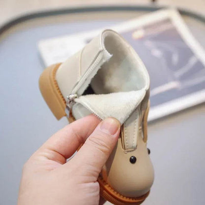 Cartoon Rabbit Baby Ankle Boots for Girls England Style Children Cute Bunny Winter Short Boots Low Heel Kids Girl Shoes G11073 - Touchy Style