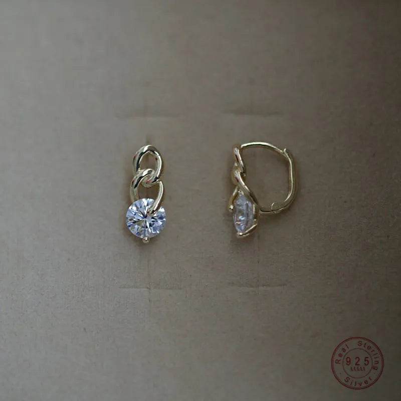 925 Sterling Silver Fashionable Chain Delicate Zircon Earrings for Women High Quality Simple Party Jewelry - Touchy Style