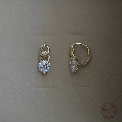 925 Sterling Silver Fashionable Chain Delicate Zircon Earrings for Women High Quality Simple Party Jewelry - Touchy Style