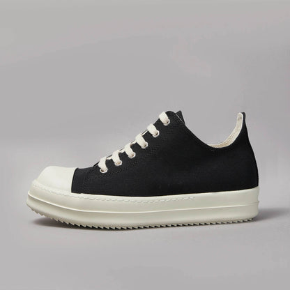 Brand Men Shoe Canvas Low Top Women Sneaker Classic Quality Round Black Lace Up Designer Luxury Thick-sole Casual Flat Shoe - Touchy Style