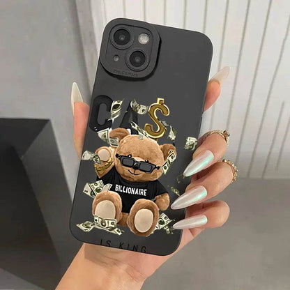 Cute Phone Cases For iPhone 16, 15, 14, 13, 12, 11 Pro Max, XS, X, XR, 7 8 Plus, SE 2020 - Bear Graphic Pattern - Soft Silicone Bumper Cover - Touchy Style