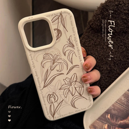 Cute Phone Cases For iPhone 16, 15, 14, 13 Pro Max - Artistic Lily Flower Pattern - Chic Back Cover - PC006 - Touchy Style