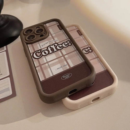 Cute Phone Cases For iPhone 16, 15, 14, 13, 12, 11 Pro Max, Xr, 16 Plus - Coffee Chocolate Plaid Stripes Art Soft Cover - CC6411 - Touchy Style