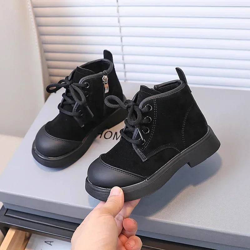 2024 New Girls Casual Shoes Non-slip Simple Children Fashion Boys Leather Boots Spring and Autumn New Kids Cotton Shoes Non-slip - Touchy Style