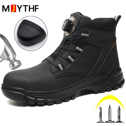Waterproof Men Boots Rotating Buttons Safety Shoes Men Puncture-Proof Work Boots Steel Toe Shoes Light Indestructible Shoes - Touchy Style
