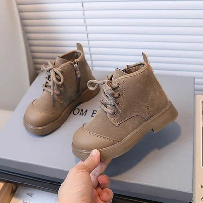 2024 New Girls Casual Shoes Non-slip Simple Children Fashion Boys Leather Boots Spring and Autumn New Kids Cotton Shoes Non-slip - Touchy Style