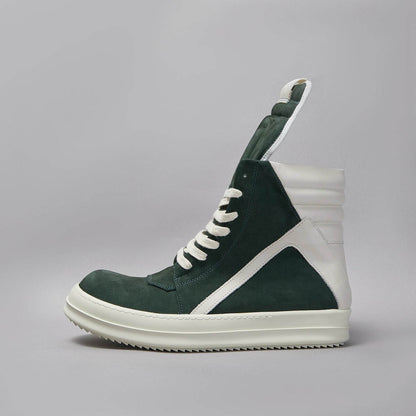 Brand Men Shoe Casual High Top Women Sneaker Leather Ricks Laces Green Geobasket Owens Zip Ankle Boot Designer Quality Flat Shoe - Touchy Style