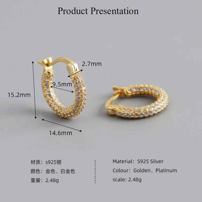 925 Sterling Silver Hoop Earrings Charm Jewelry - Full Zircon - MD225 - Touchy Style