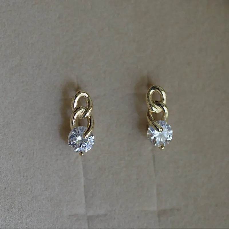 925 Sterling Silver Fashionable Chain Delicate Zircon Earrings for Women High Quality Simple Party Jewelry - Touchy Style