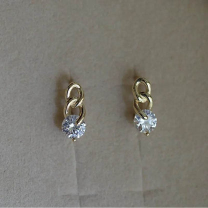 925 Sterling Silver Fashionable Chain Delicate Zircon Earrings for Women High Quality Simple Party Jewelry - Touchy Style