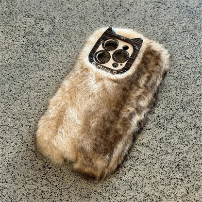 Cute Cat Fluffy Gradient Plush Phone Case For iphone 16 15 13 12 Pro Max 14 Plus 11 Girl Winter Warm Cover Cartoon Soft Shell