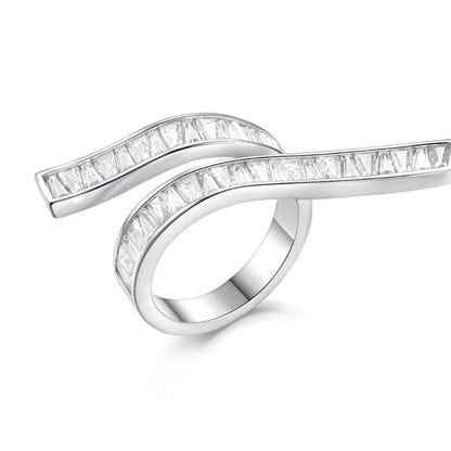 PANJBJ 925 Sterling Silver Irregular Zircon Rings For Women Splicing Versatile Originality Open Jewelry Gift Dropshipping - Touchy Style